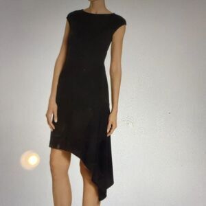 St. John Milano Knit Sheath Dress Caviar Sleeveless Wool Blend Black Size 10